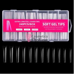 Tipsuri 240 bucati Soft Gel Tips Transparente Cod TPS100II Coffin Extra Lungi 5XL